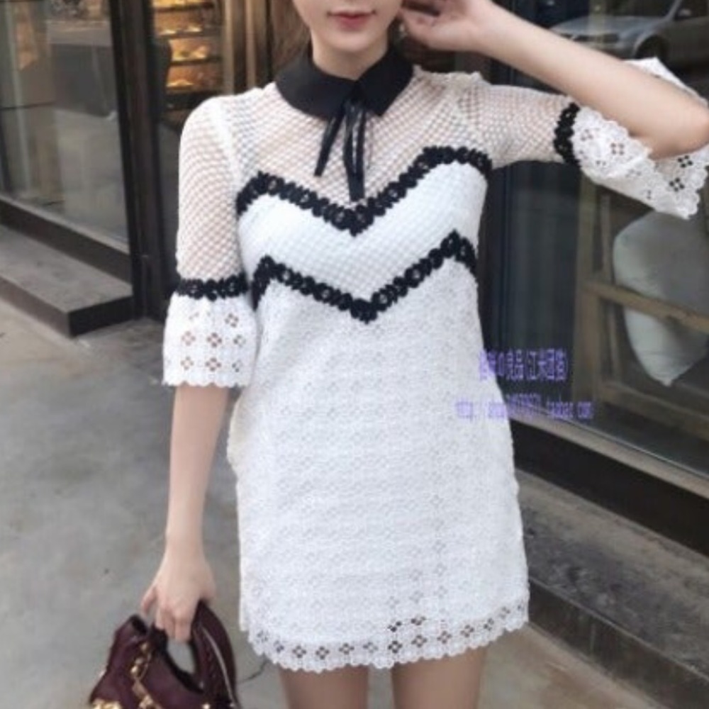 Crochet Bell Sleeve Mini Dress